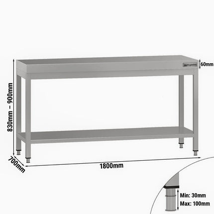 GGM Gastro Commercial Stainless Steel Centre Table ECO - 1800x700mm - with Undershelf