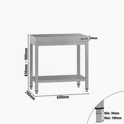 GGM Gastro Commercial Stainless Steel Centre Table ECO - 600x700mm - with Undershelf