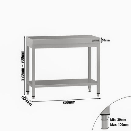 GGM Gastro Commercial Stainless Steel Centre Table ECO - 800x600mm - with Undershelf