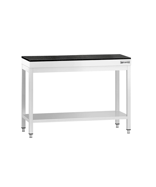 GGM Gastro Commercial Stainless Steel Centre Table PREMIUM - 1000x600mm - with Undershelf - with Granite Worktop