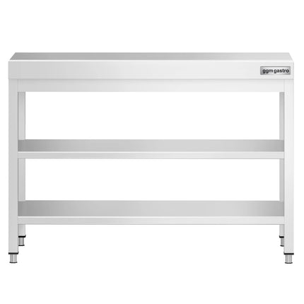 GGM Gastro Commercial Stainless Steel Centre Table PREMIUM - 1000x600mm - with Undershelf - with 2 Undershelves - with Cross Bracing