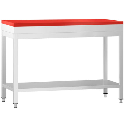 GGM Gastro Commercial Stainless Steel Centre Table PREMIUM - 1000x600mm - with Undershelf - with Red Chopping Board