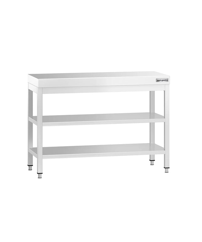 GGM Gastro Commercial Stainless Steel Centre Table PREMIUM - 1000x700mm - with Undershelf - with 2 Undershelves - with Cross Bracing