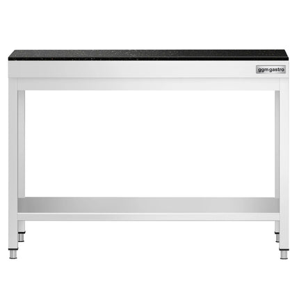 GGM Gastro Commercial Stainless Steel Centre Table PREMIUM - 1000x700mm - with Undershelf - with Granite Worktop