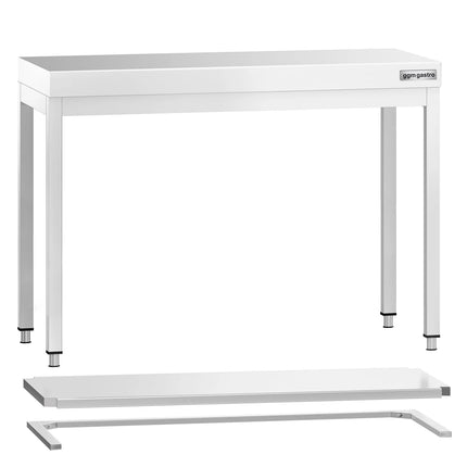 GGM Gastro Commercial Stainless Steel Centre Table PREMIUM - 1000x700mm - with Undershelf - with 2 Undershelves - with Cross Bracing