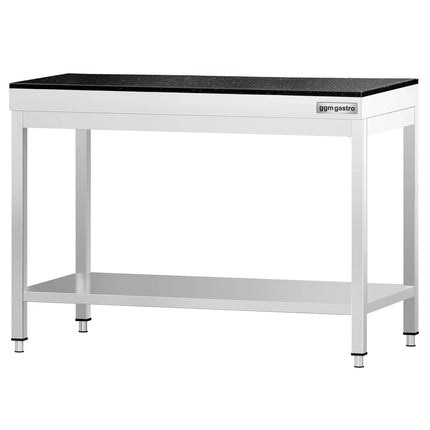 GGM Gastro Commercial Stainless Steel Centre Table PREMIUM - 1000x800mm - with Undershelf - with Granite Worktop