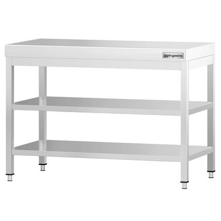 GGM Gastro Commercial Stainless Steel Centre Table PREMIUM - 1000x800mm - with Undershelf - with 2 Undershelves