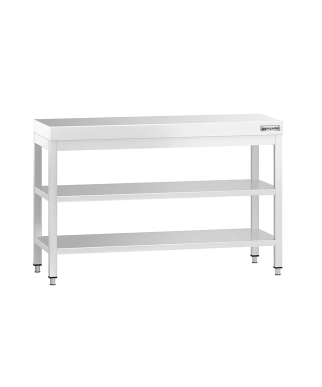 GGM Gastro Commercial Stainless Steel Centre Table PREMIUM - 1200x600mm - with Undershelf - with 2 Undershelves - with Cross Bracing