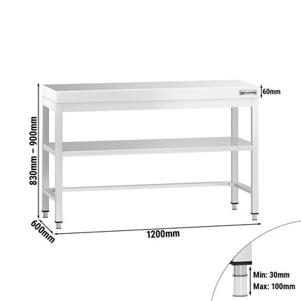 GGM Gastro Commercial Stainless Steel Centre Table PREMIUM - 1200x600mm - with Undershelf - with Cross Bracing