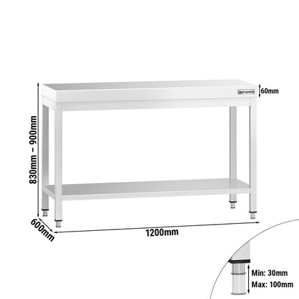 GGM Gastro Commercial Stainless Steel Centre Table PREMIUM - 1200x600mm - with Undershelf