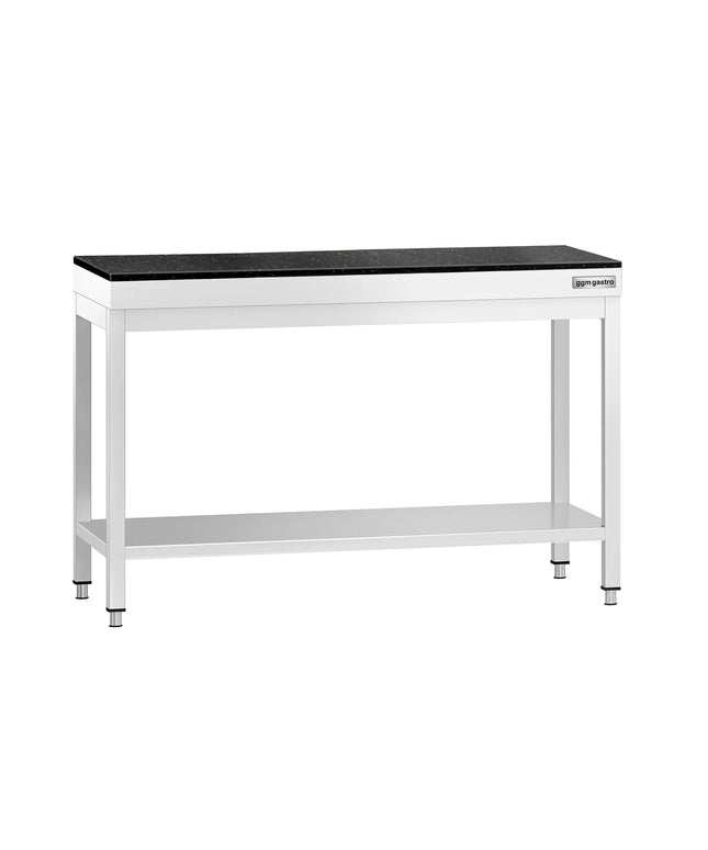 GGM Gastro Commercial Stainless Steel Centre Table PREMIUM - 1200x700mm - with Undershelf - with Granite Worktop