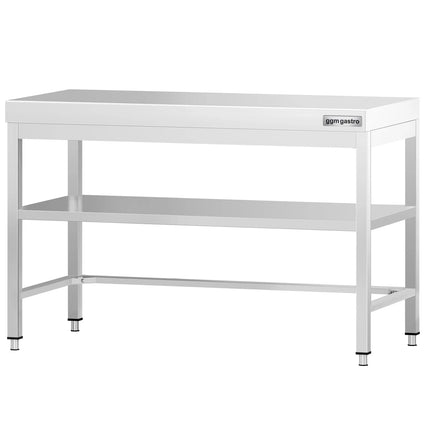GGM Gastro Commercial Stainless Steel Centre Table PREMIUM - 1200x700mm - with Undershelf - with Cross Bracing