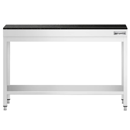 GGM Gastro Commercial Stainless Steel Centre Table PREMIUM - 1200x800mm - with Undershelf - with Granite Worktop
