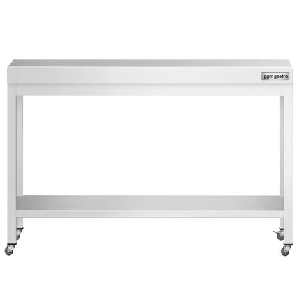GGM Gastro Commercial Stainless Steel Centre Table PREMIUM - 1200x800mm - with Undershelf - with 2 Undershelves - with Wheels