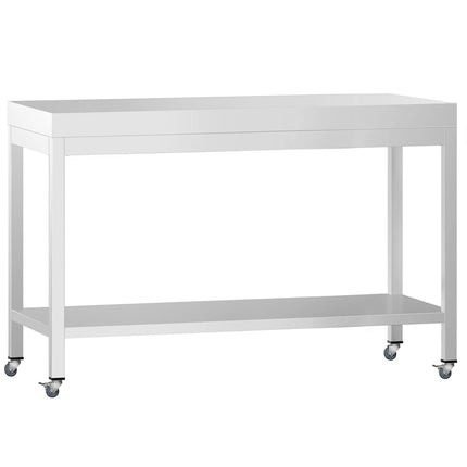 GGM Gastro Commercial Stainless Steel Centre Table PREMIUM - 1200x800mm - with Undershelf - with 2 Undershelves - with Wheels