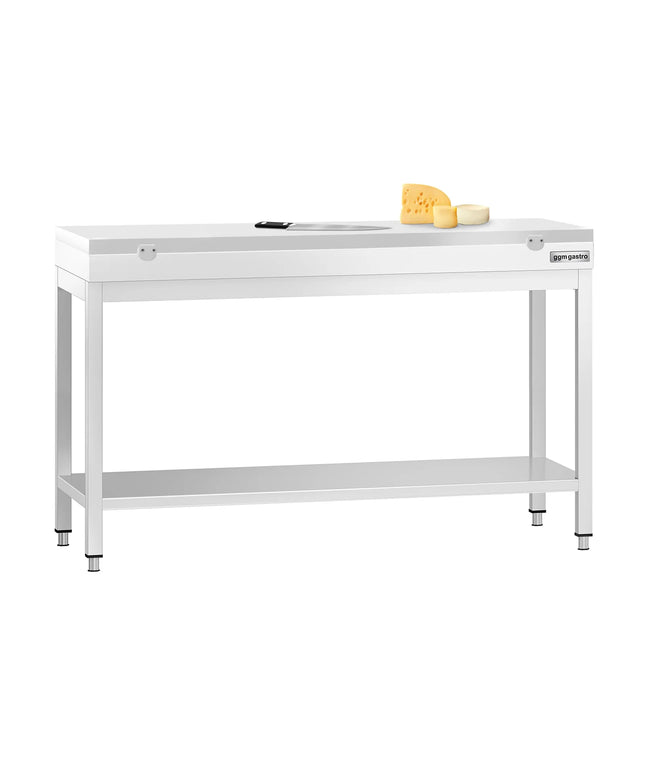 GGM Gastro Commercial Stainless Steel Centre Table PREMIUM - 1400x700mm - with Undershelf - with White Chopping Board