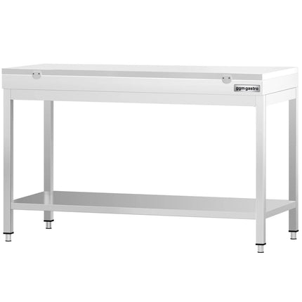 GGM Gastro Commercial Stainless Steel Centre Table PREMIUM - 1400x700mm - with Undershelf - with White Chopping Board