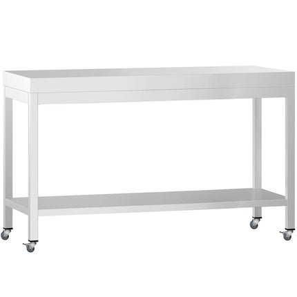 GGM Gastro Commercial Stainless Steel Centre Table PREMIUM - 1400x700mm - with Undershelf - with Wheels