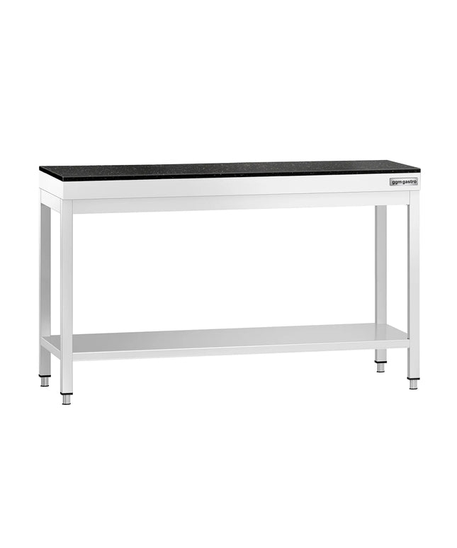 GGM Gastro Commercial Stainless Steel Centre Table PREMIUM - 1400x800mm - with Undershelf - with Granite Worktop