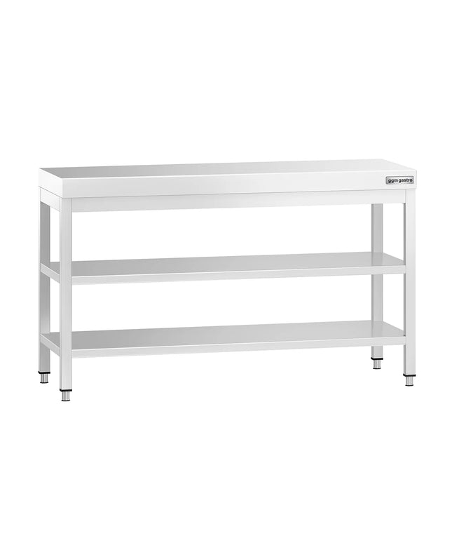 GGM Gastro Commercial Stainless Steel Centre Table PREMIUM - 1400x800mm - with Undershelf - with 2 Undershelves