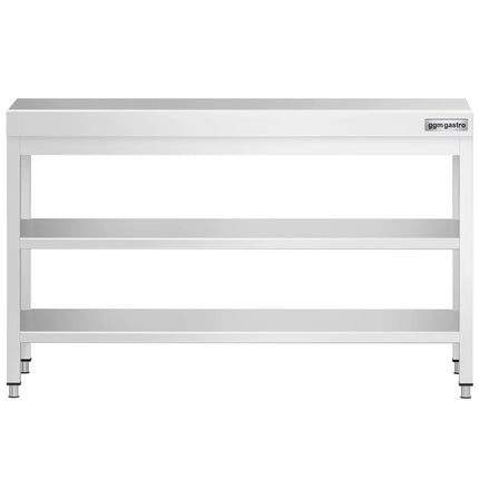 GGM Gastro Commercial Stainless Steel Centre Table PREMIUM - 1400x800mm - with Undershelf - with 2 Undershelves