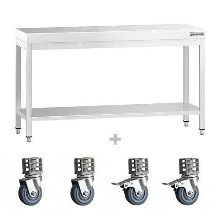 GGM Gastro Commercial Stainless Steel Centre Table PREMIUM - 1500x600mm - with Undershelf