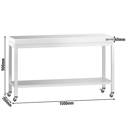 GGM Gastro Commercial Stainless Steel Centre Table PREMIUM - 1500x700mm - with Undershelf