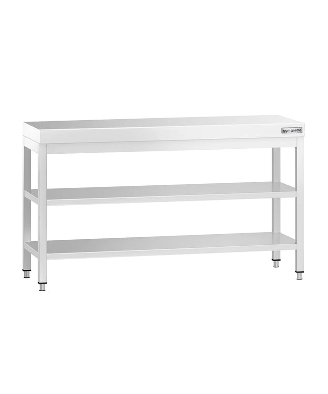 GGM Gastro Commercial Stainless Steel Centre Table PREMIUM - 1500x800mm - with Undershelf - with 2 Undershelves - with Cross Bracing