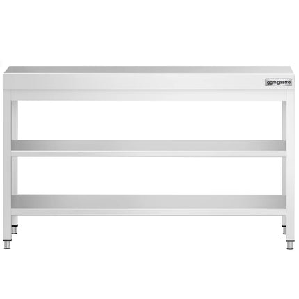 GGM Gastro Commercial Stainless Steel Centre Table PREMIUM - 1500x800mm - with Undershelf - with 2 Undershelves - with Cross Bracing