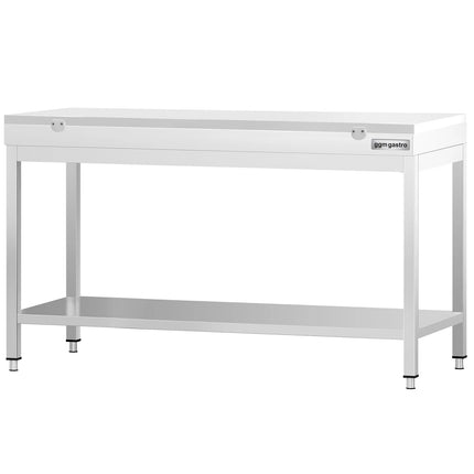 GGM Gastro Commercial Stainless Steel Centre Table PREMIUM - 1600x600mm - with Undershelf - with White Chopping Board