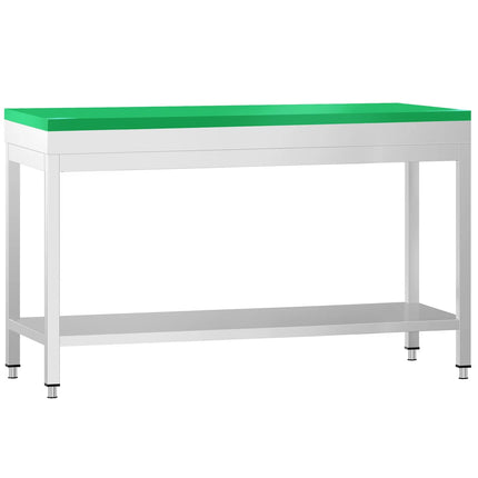 GGM Gastro Commercial Stainless Steel Centre Table PREMIUM - 1600x600mm - with Undershelf - with Green Chopping Board