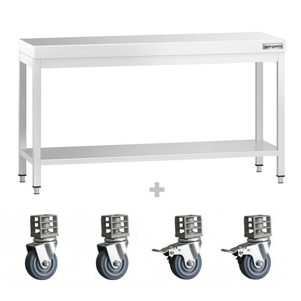 GGM Gastro Commercial Stainless Steel Centre Table PREMIUM - 1600x700mm - with Undershelf