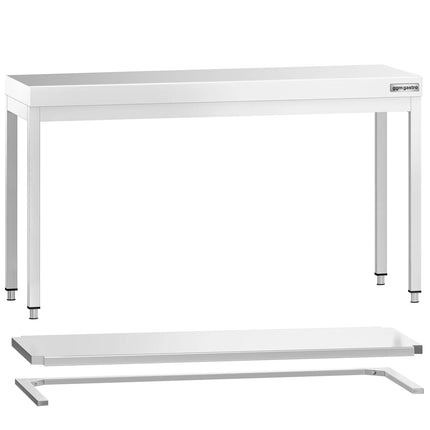 GGM Gastro Commercial Stainless Steel Centre Table PREMIUM - 1600x700mm - with Undershelf - with Cross Bracing