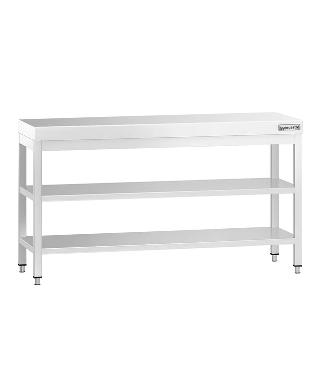 GGM Gastro Commercial Stainless Steel Centre Table PREMIUM - 1600x800mm - with Undershelf - with 2 Undershelves - with Cross Bracing