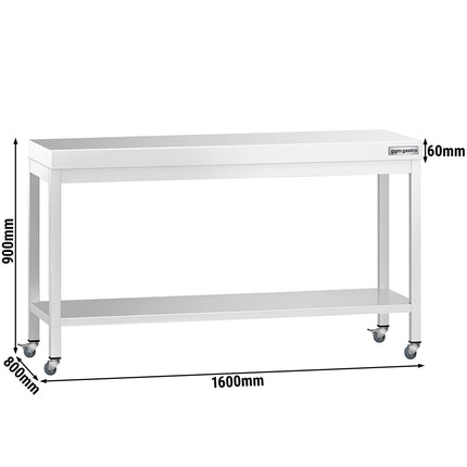 GGM Gastro Commercial Stainless Steel Centre Table PREMIUM - 1600x800mm - with Undershelf