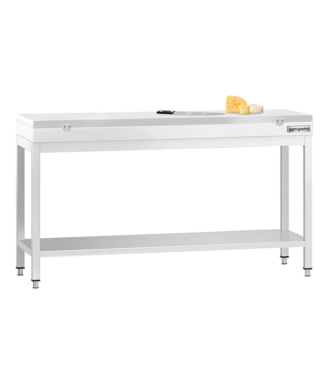 GGM Gastro Commercial Stainless Steel Centre Table PREMIUM - 1800x600mm - with Undershelf - with 2 Undershelves - with Green/Red/White Chopping Board