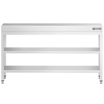 GGM Gastro Commercial Stainless Steel Centre Table PREMIUM - 1800x600mm - with Undershelf - with 2 Undershelves