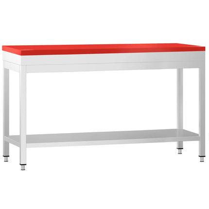 GGM Gastro Commercial Stainless Steel Centre Table PREMIUM - 1800x600mm - with Undershelf - with Green/Red/White Chopping Board