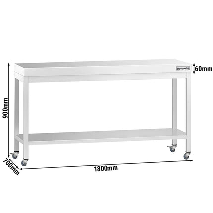 GGM Gastro Commercial Stainless Steel Centre Table PREMIUM - 1800x700mm - with Undershelf