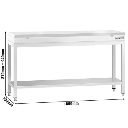 GGM Gastro Commercial Stainless Steel Centre Table PREMIUM - 1800x700mm - with Undershelf - with 2 Undershelves - with Green/Red/White Chopping Board