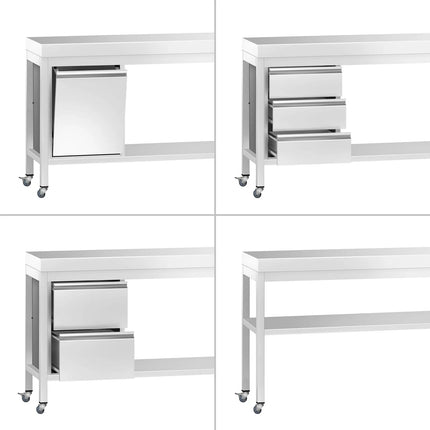 GGM Gastro Commercial Stainless Steel Centre Table PREMIUM - 1800x700mm - with Undershelf