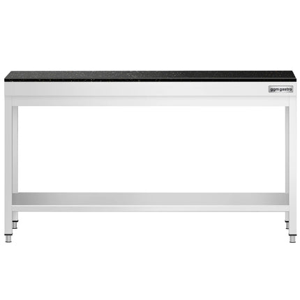 GGM Gastro Commercial Stainless Steel Centre Table PREMIUM - 1800x800mm - with Undershelf - with Cross Bracing - with Granite Worktop