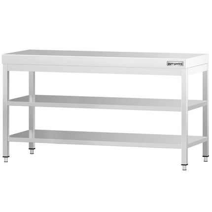 GGM Gastro Commercial Stainless Steel Centre Table PREMIUM - 1800x800mm - with Undershelf - with 2 Undershelves - with Cross Bracing