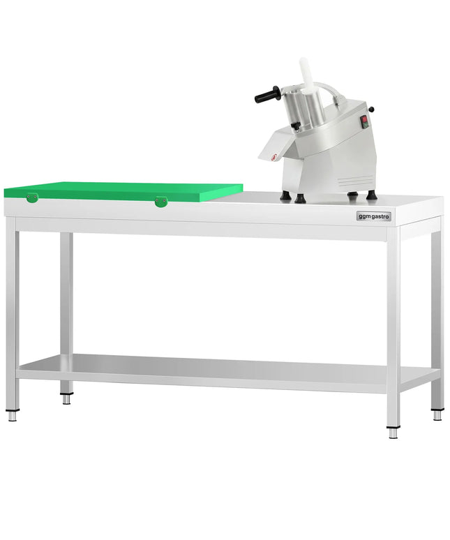 GGM Gastro Commercial Stainless Steel Centre Table PREMIUM - 2000x600mm - with Undershelf - with Green Chopping Board