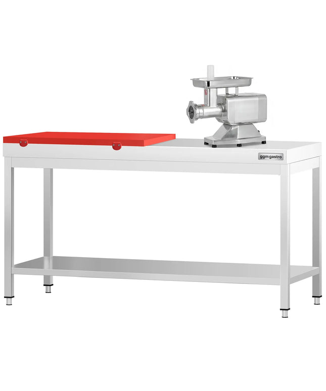 GGM Gastro Commercial Stainless Steel Centre Table PREMIUM - 2000x600mm - with Undershelf - with Red Chopping Board