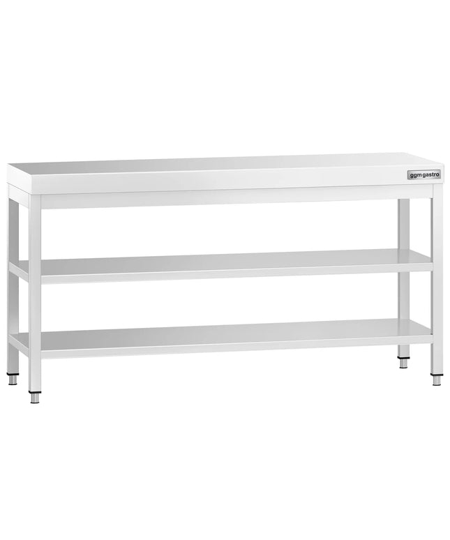 GGM Gastro Commercial Stainless Steel Centre Table PREMIUM - 2000x600mm - with Undershelf - with Additional Undershelf (mid-shelf)