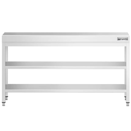 GGM Gastro Commercial Stainless Steel Centre Table PREMIUM - 2000x600mm - with Undershelf - with Additional Undershelf (mid-shelf)