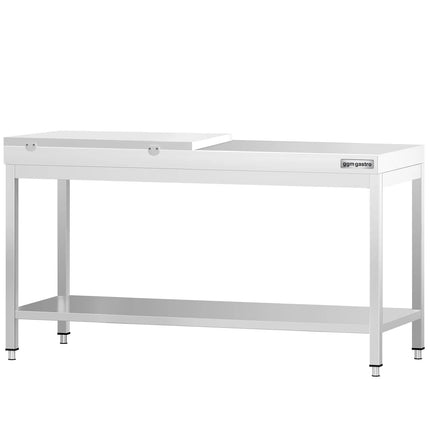 GGM Gastro Commercial Stainless Steel Centre Table PREMIUM - 2000x700mm - with Undershelf - with Cross Bracing - with White Chopping Board