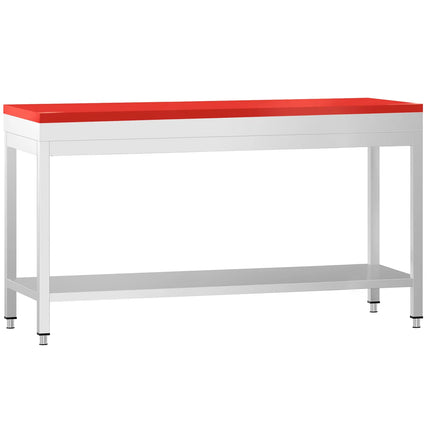 GGM Gastro Commercial Stainless Steel Centre Table PREMIUM - 2000x700mm - with Undershelf - with Red Chopping Board