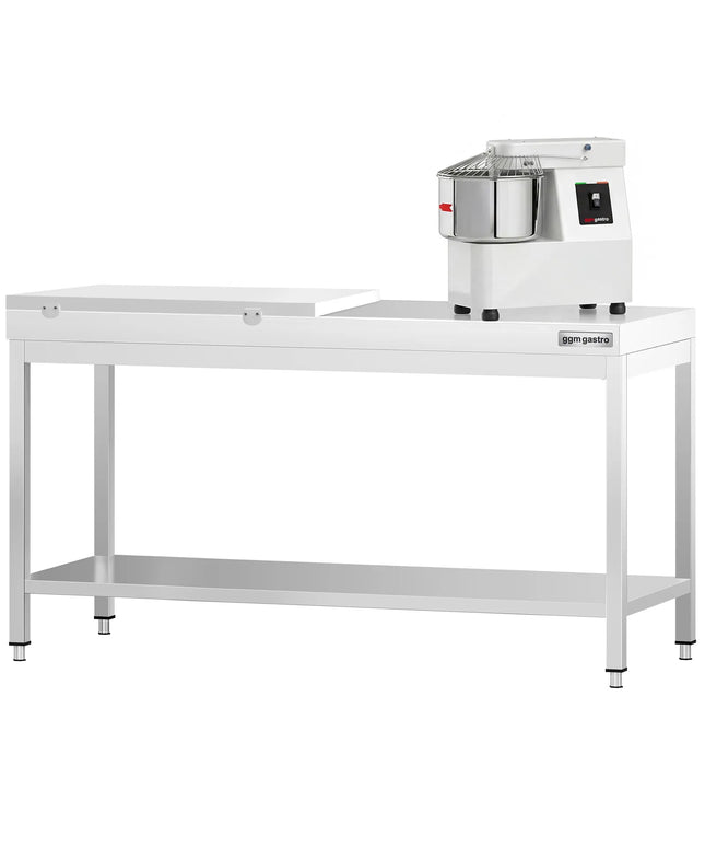 GGM Gastro Commercial Stainless Steel Centre Table PREMIUM - 2000x800mm - with Undershelf - with Additional Undershelf (mid-shelf) - with White Chopping Board